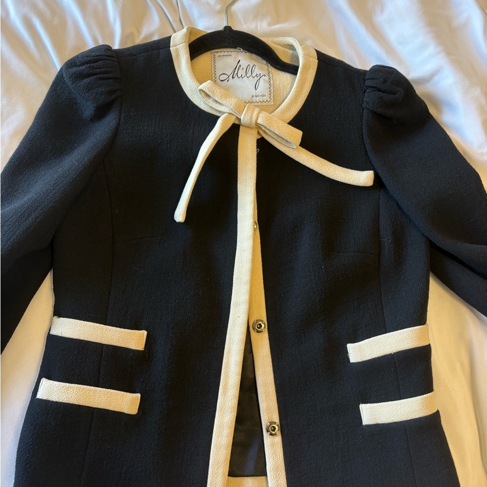 Milly New York Black and Cream Bow Blazer - Picture 2 of 6